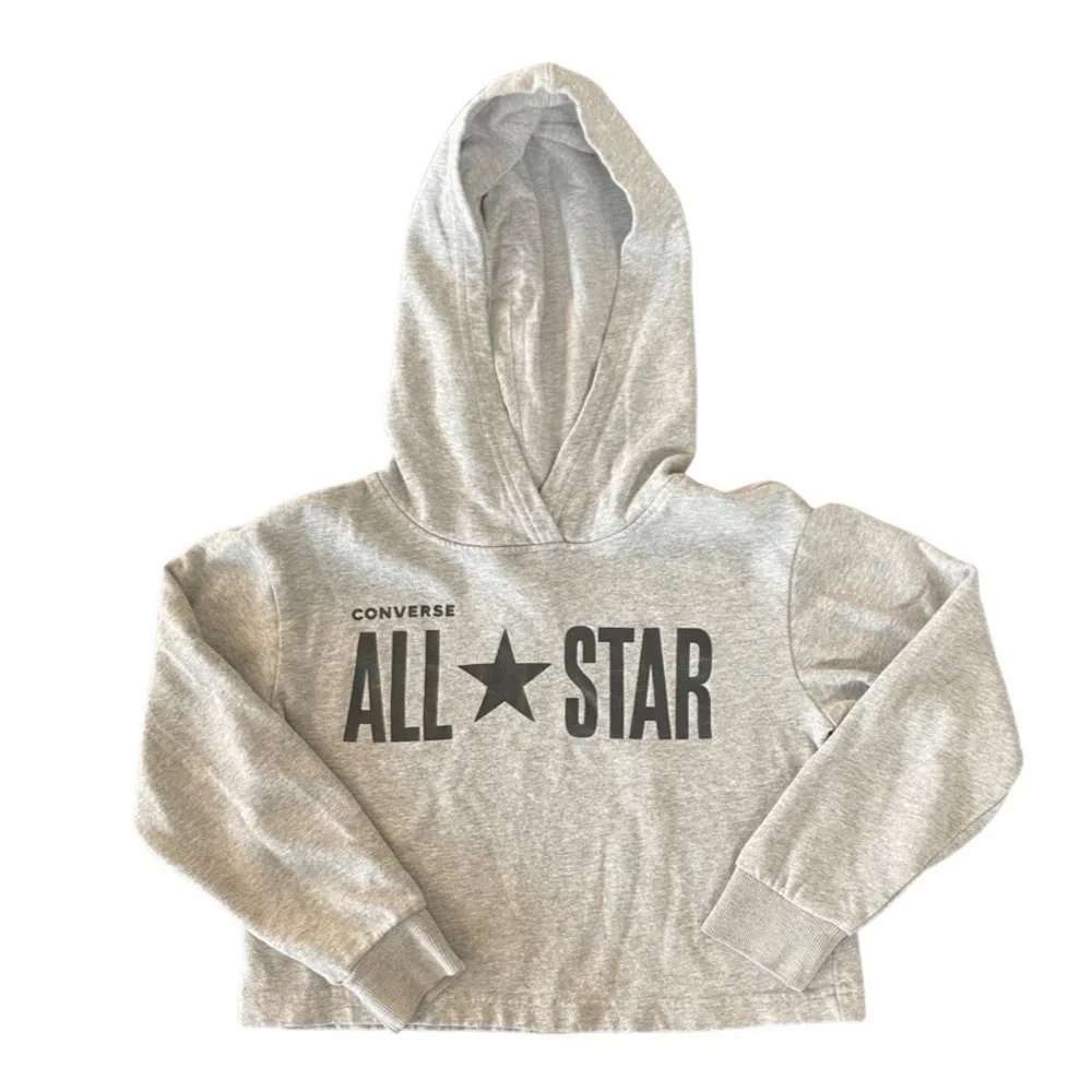 Girls Converse Gray Hooded Sweatshirt, Small (8-10)
